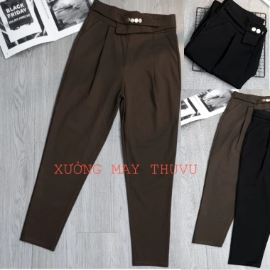 Quần baggy nữ cạp khuy Thu Vũ – Quần tây vải umi co giãn 4 chiều, thấm mồ hôi, giá 180k 7
