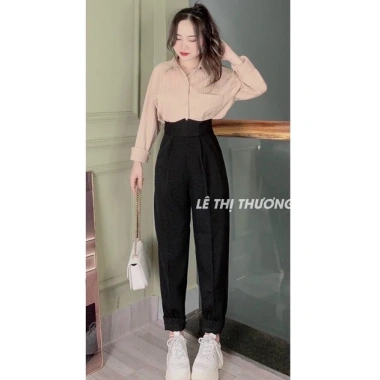 Quần baggy nữ cạp V thời trang, quần tây thụng kiểu mới siêu hót - Giá 81.497 VND