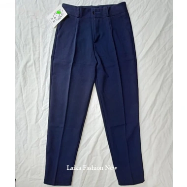 Quần baggy nữ lưng cao cạp đai xanh đen dài, vải học sinh dày co giãn - 79.000₫