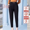 Quần baggy nữ lưng cao phối da cạp chun công sở Melya cao cấp màu đen cạp cao thun phù hợp đi học đi làm 250k