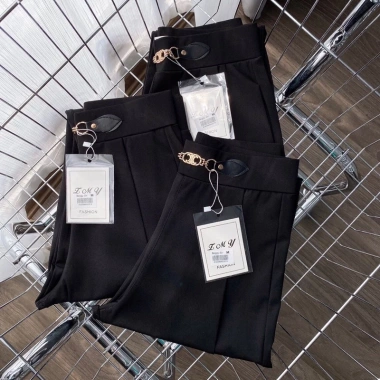 Quần baggy nữ lưng cao phối da cạp chun công sở Melya cao cấp màu đen cạp cao thun phù hợp đi học đi làm 250k