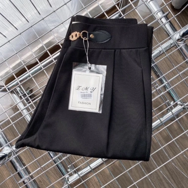 Quần baggy nữ lưng cao phối da cạp chun công sở Melya cao cấp màu đen cạp cao thun phù hợp đi học đi làm 250k