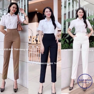 Quần Baggy Nữ Lưng Cao - Quần Tây Công Sở Cạp Cao Khóa Sườn Giá Ưu Đãi 180k