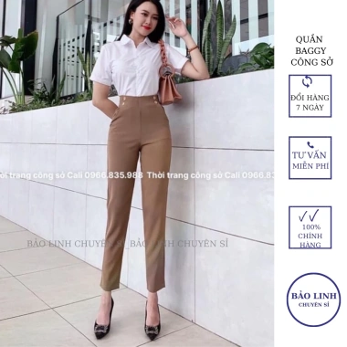 Quần Baggy Nữ Lưng Cao - Quần Tây Công Sở Cạp Cao Khóa Sườn Giá Ưu Đãi 180k 3 Quần Baggy Nữ Lưng Cao - Quần Tây Công Sở Cạp Cao Khóa Sườn Giá Ưu Đãi 180k 3