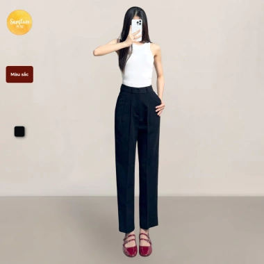 Quần baggy nữ lưng cao Vitex vải tuyết mưa Q02, đai đen thanh lịch đi học đi làm công sở - 239k 6