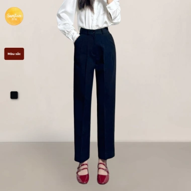 Quần baggy nữ lưng cao Vitex vải tuyết mưa Q02, đai đen thanh lịch đi học đi làm công sở - 239k 8