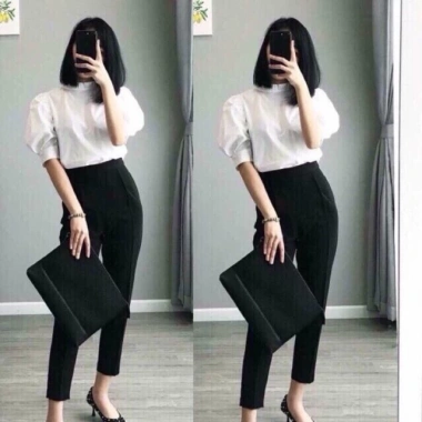 Quần baggy nữ lưng chun khóa sườn - Quần tây công sở dài dáng baggy, chỉ 102.000₫