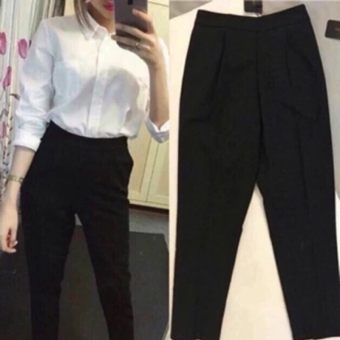 Quần baggy nữ lưng chun khóa sườn - Quần tây công sở dài dáng baggy, chỉ 102.000₫