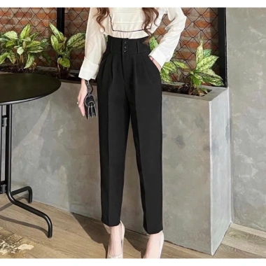 Quần baggy nữ vải tuyết mưa, cạp thun và 3 cúc, size 55-100kg, giảm còn 169k 2