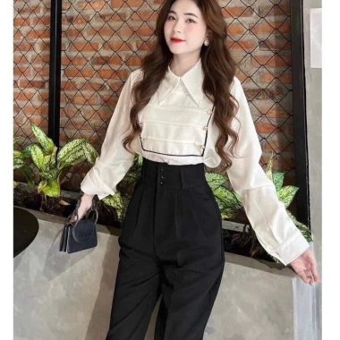 Quần baggy nữ vải tuyết mưa, cạp thun và 3 cúc, size 55-100kg, giảm còn 169k 3