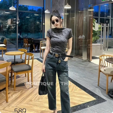 Quần Bò Jean Nữ Baggy Con Giãn Mềm Mịn Tôn Dáng + Belt Quảng Châu Cao Cấp 445.550₫ 3