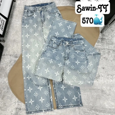 Quần bò jean nữ co giãn dáng suông lưng cao - tôn dáng, chất Quảng Châu, giá 427.500đ 8