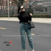 Quần Bò Jeans Nữ Baggy Co Giãn Rách Gấu Thêu Túi Sau Tôn Dáng Belt Quảng Châu Cao Cấp 2
