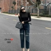 Quần Bò Jeans Nữ Baggy Co Giãn Rách Gấu Thêu Túi Sau Tôn Dáng Belt Quảng Châu Cao Cấp 4