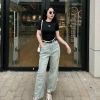 Quần Bò Jeans Nữ Baggy Đính Đá Bling Lưng Cao Tôn Dáng Đứng Form Cao Cấp 456k 2
