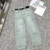Quần Bò Jeans Nữ Baggy Đính Đá Bling Lưng Cao Tôn Dáng Đứng Form Cao Cấp 456k 5