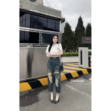 Quần Bò Jeans Nữ Baggy Lưng Cao Rách Tôn Dáng kèm Belt Quảng Châu Giá ưu đãi 427.5k 2 Quần Bò Jeans Nữ Baggy Lưng Cao Rách Tôn Dáng kèm Belt Quảng Châu Giá ưu đãi 427.5k 2