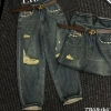 Quần Bò Jeans Nữ Baggy Xắn Gấu Rách Lưng Cao Tôn Dáng kèm Belt Quảng Châu Cao Cấp 3
