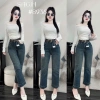 Quần Bò Jeans Nữ Co Giãn Lưng Cao Tôn Dáng Ống Đứng Kèm Belt Quảng Châu Cao Cấp
