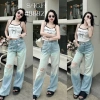 Quần Bò Jeans Nữ Dáng Suông Loang Họa Tiết Rách, Gối Lưng Cao, Kèm Belt Quảng Châu - 427.500₫
