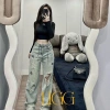 Quần Bò Jeans Nữ Dáng Suông Lưng Cao Tôn Dáng Đứng Form kèm Xích Quảng Châu Cao Cấp 2