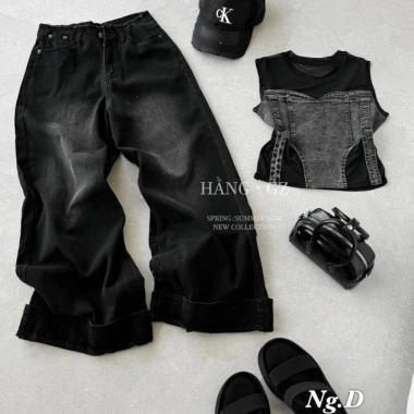 Quần Bò Jeans Nữ Dáng Suông Lưng Cao Tôn Dáng Quảng Châu Cao Cấp Giá 427.500 VND