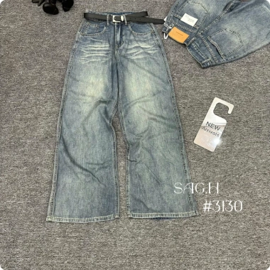Quần Bò Jeans Nữ Dáng Suông Màu Xịn Xò Lưng Cao Kèm Belt Cao Cấp Quảng Châu