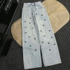 Quần Bò Jeans Nữ Đính Đá Thêu - Dáng Suông Lưng Cao, Tôn Dáng, Quảng Châu Cao Cấp - 427.500₫ 3