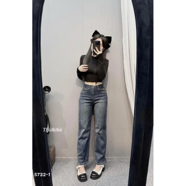 Quần Bò Jeans Nữ Ống Đứng Co Giãn Lưng Cao - Tôn Dáng, Cao Cấp, Giá 342.000₫