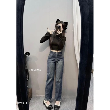 Quần Bò Jeans Nữ Ống Đứng Co Giãn Lưng Cao - Tôn Dáng, Cao Cấp, Giá 342.000₫