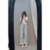 Quần Bò Jeans Nữ Suông Dáng Nấm Xắn, Gấu Lưng Cao, Tôn Dáng Ống Rộng – Quảng Châu Cao Cấp, Giá chỉ 361.000₫ 2