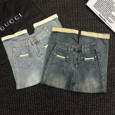 Quần Bò Jeans Nữ Suông Dáng Nấm Xắn, Gấu Lưng Cao, Tôn Dáng Ống Rộng – Quảng Châu Cao Cấp, Giá chỉ 361.000₫ 5