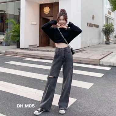 Quần Bò Ống Rộng Rách Hông Đùi - Cá Tính Trẻ Trung, Hot Trend, Giá 149.000₫ 2