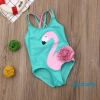 Quần Bơi Aqua Liền Thân Sát Nách Cổ Tròn In Họa Tiết Chim Hồng Hạc Cho Bé Gái 5