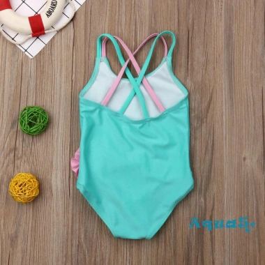 Quần Bơi Aqua Liền Thân Sát Nách Cổ Tròn In Họa Tiết Chim Hồng Hạc Cho Bé Gái 6