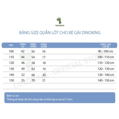 Quần chip bé gái DINOKING Combo 3 chiếc cotton cao cấp mềm bảo vệ vùng kín 165k 9