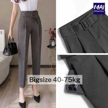 Quần công sở nữ RU.BY cạp liền kèm đai, baggy cạp cao, màu đẹp – giá 91.000₫