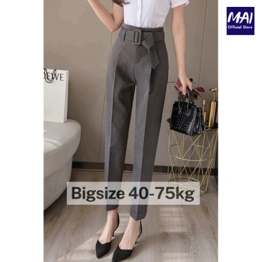 Quần công sở nữ RU.BY cạp liền kèm đai, baggy cạp cao, màu đẹp – giá 91.000₫