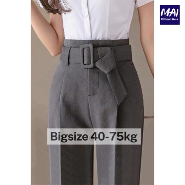 Quần công sở nữ RU.BY cạp liền kèm đai, baggy cạp cao, màu đẹp – giá 91.000₫