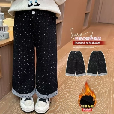 Quần Cotton Chấm Bi Ống Rộng Plus Velvet Girls Hàn Quốc Giảm 50% Mùa Đông 9 Quần Cotton Chấm Bi Ống Rộng Plus Velvet Girls Hàn Quốc Giảm 50% Mùa Đông 9