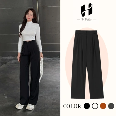 Quần culottes nữ ống suông vải gold mượt tôn dáng - Quần tây công sở H Store