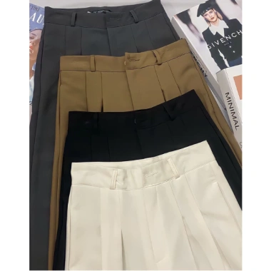 Quần culottes nữ ống suông vải gold mượt tôn dáng - Quần tây công sở H Store