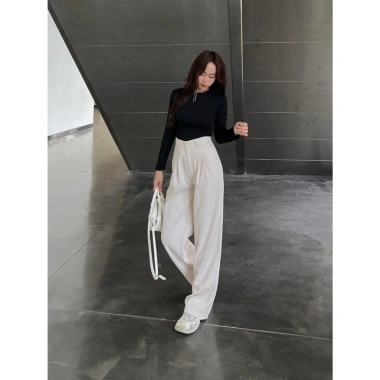 Quần culottes nữ ống suông vải gold mượt tôn dáng - Quần tây công sở H Store