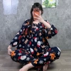 Quần dài babydoll phom to cổ bèo phối nút Đồ bộ tole lanh nữ mặc nhà tay dài, 179k 3