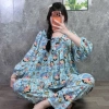 Quần dài babydoll phom to cổ bèo phối nút Đồ bộ tole lanh nữ mặc nhà tay dài, 179k 6