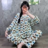 Quần dài babydoll phom to cổ bèo phối nút Đồ bộ tole lanh nữ mặc nhà tay dài, 179k 7