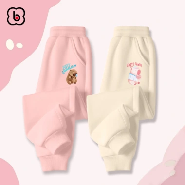 Quần dài BabyloveGO cho bé trai và bé gái mùa thu đông, chất nỉ da cá, thể thao, in hình Capybara dễ thương - Giá ưu đãi 149.000₫ 2