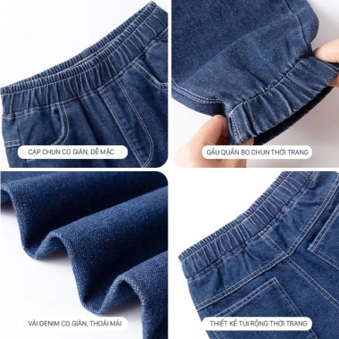 Quần dài bé BabyloveGO jeans bò jogger chun gấu phong cách Hàn Quốc - 179k 4