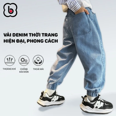 Quần dài bé BabyloveGO jeans bò jogger chun gấu phong cách Hàn Quốc - 179k 7