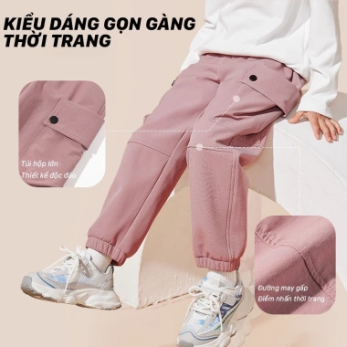 Quần dài bé BabyloveGO vải gió trám cao cấp, chống nước, chống gió, thời trang - 199.000₫